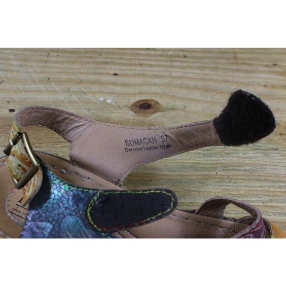 L'Artiste Spring Step Sandals Womens 6.5 Sumach Rhinestone Floral Print Wedge - Picture 8 of 8